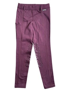 Kerrits Girls’ Fleece Riding Tights Large L Plum Purple Knee Patch Breeches
